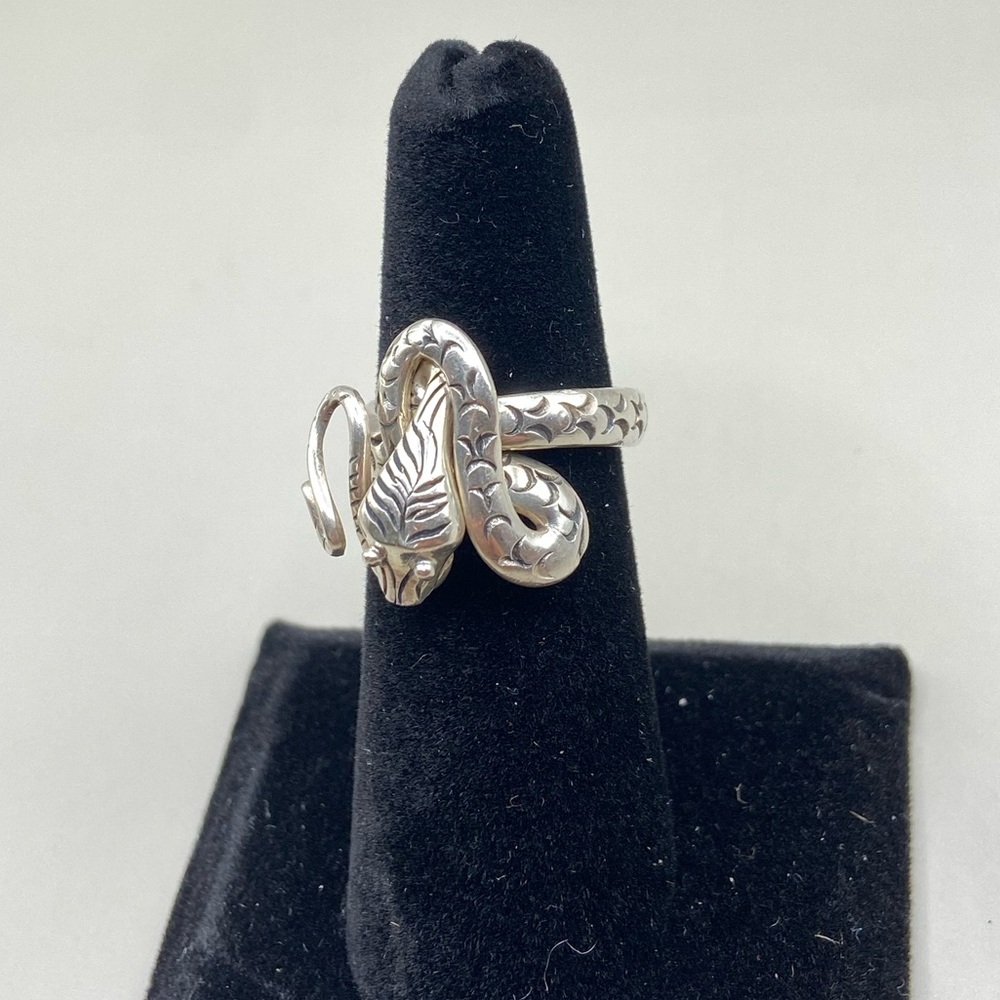 Sterling Silver Artisan Snake Ring - image 2